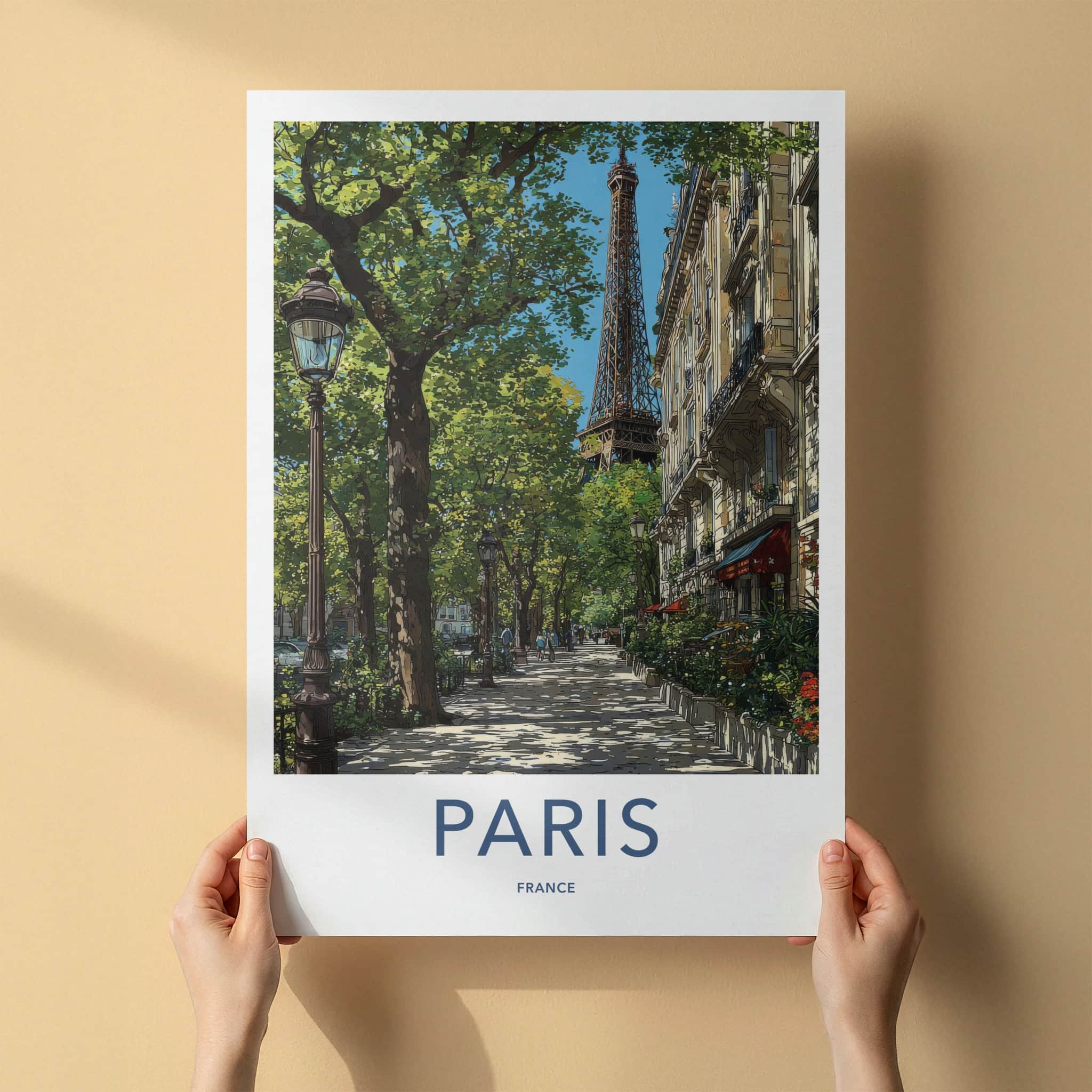 Paris Poster - France Travel Art - Eiffel Tower Pathway Home Decor