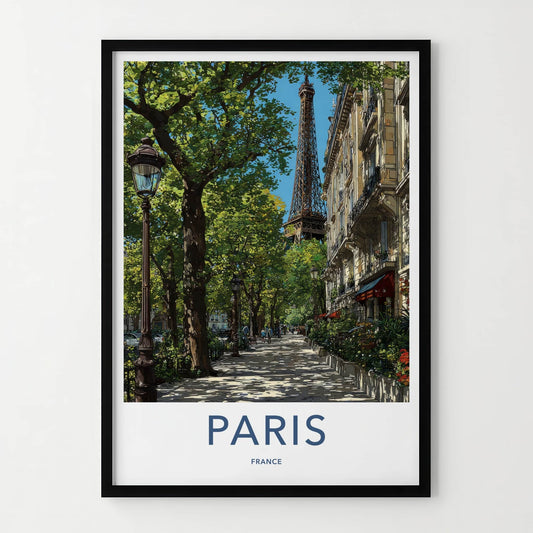 Paris Poster - France Travel Art - Eiffel Tower Pathway Home Decor