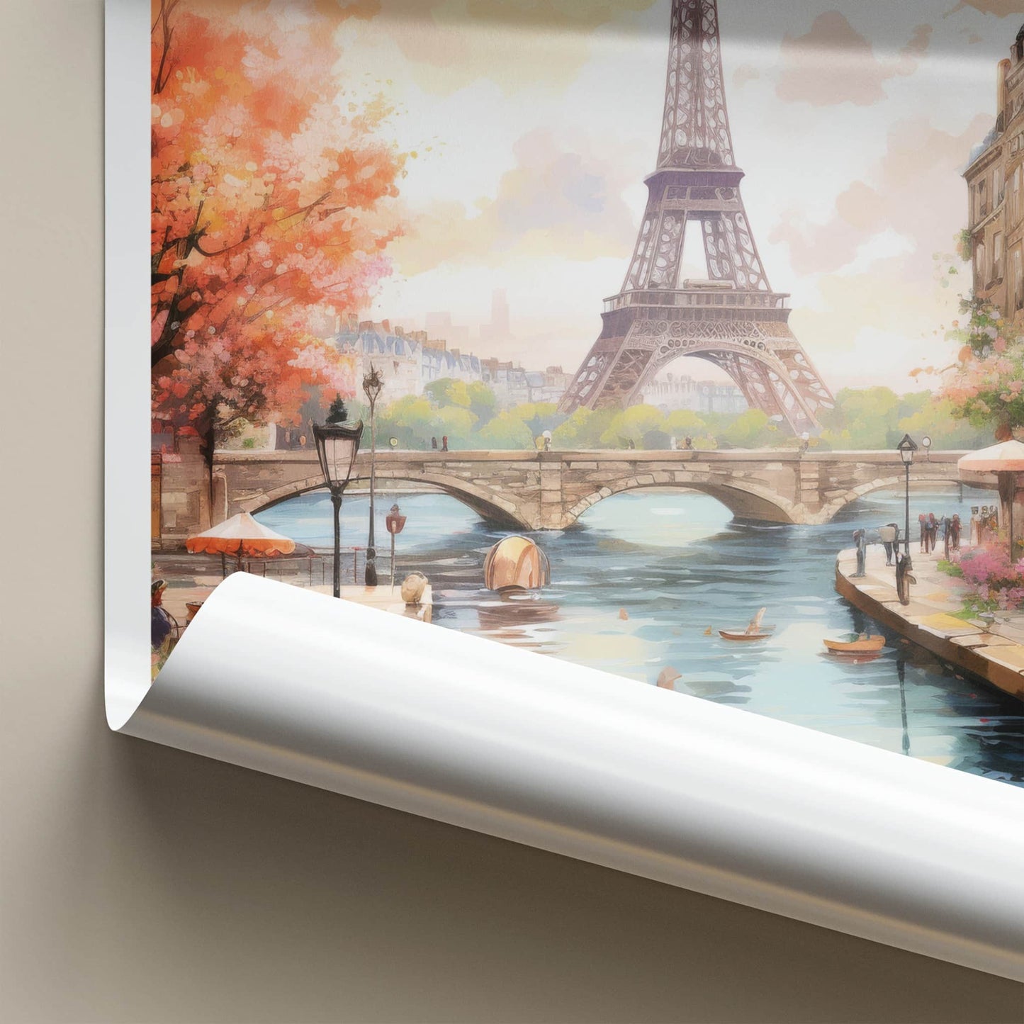 Paris Poster - France Travel Art - Eiffel Tower Seine Home Decor