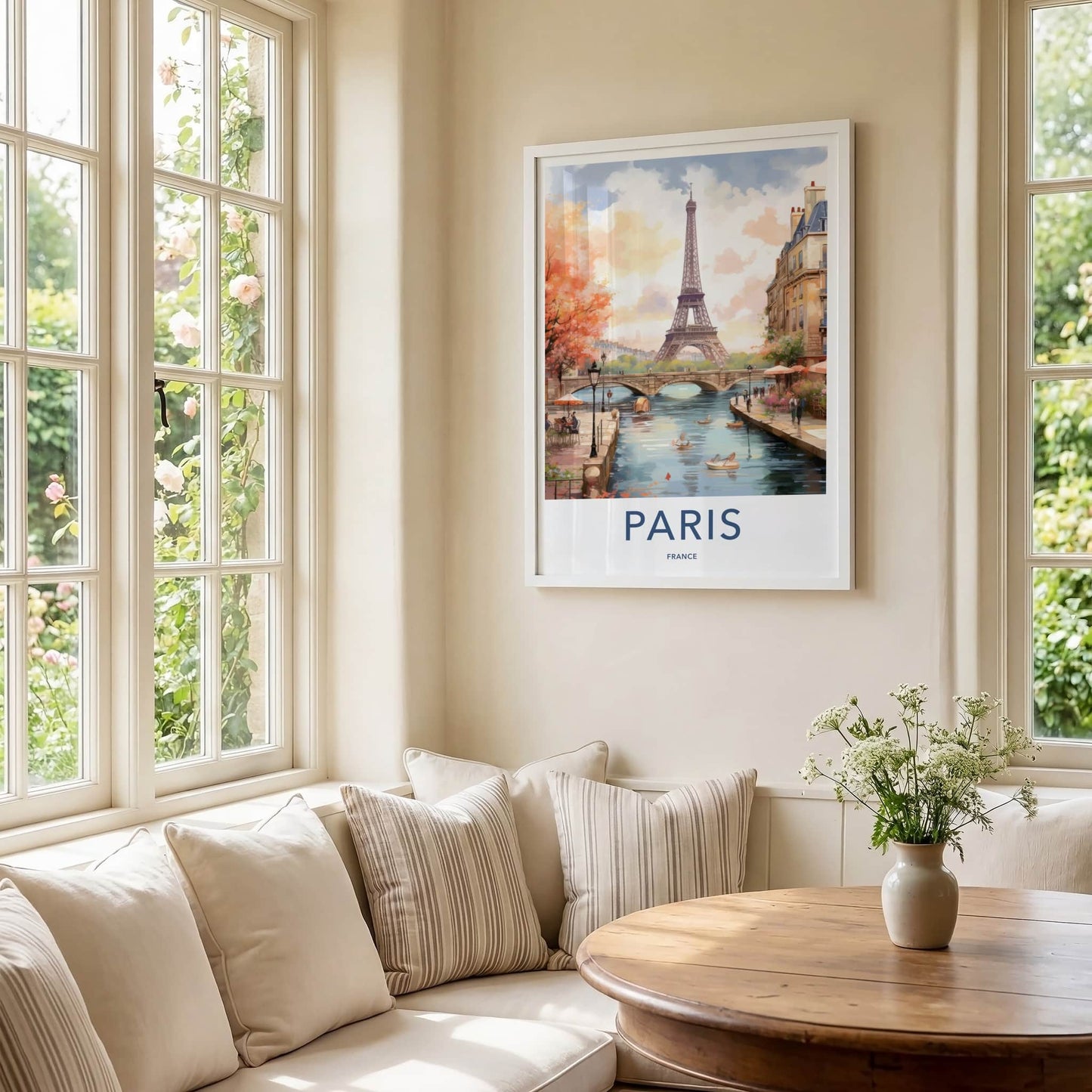 Paris Poster - France Travel Art - Eiffel Tower Seine Home Decor