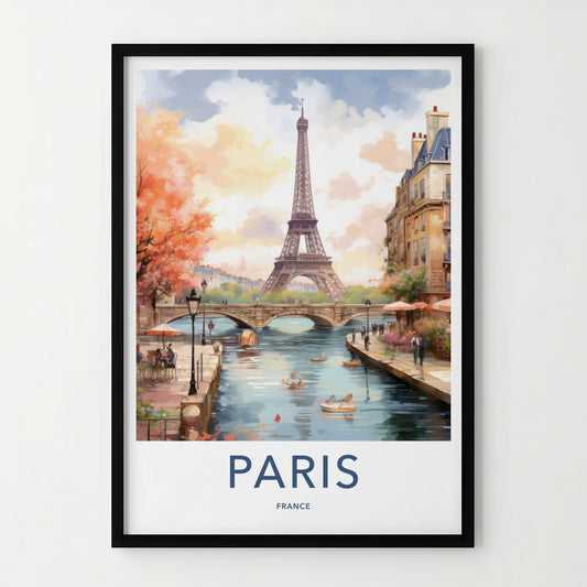 Paris Poster - France Travel Art - Eiffel Tower Seine Home Decor