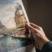 Paris Poster - France Travel Art - Eiffel Tower Seine Home Decor