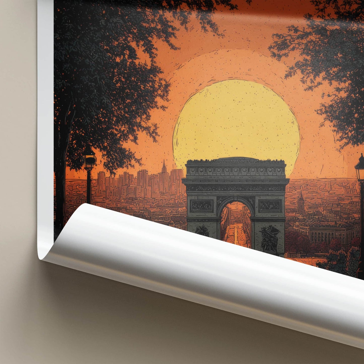 Paris Poster - France Travel Art - Grand Arch Sunset Home Decor
