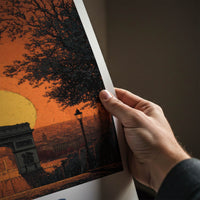 Paris Poster - France Travel Art - Grand Arch Sunset Home Decor