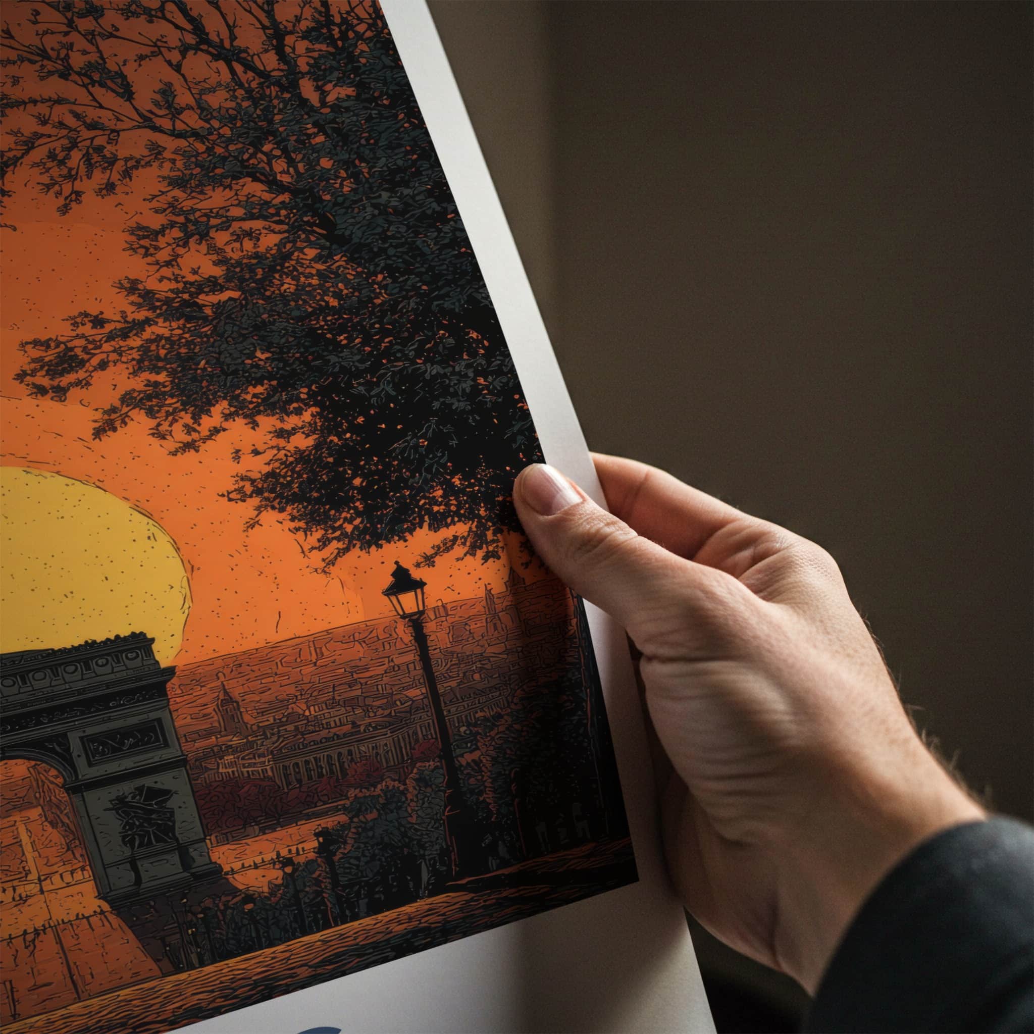 Paris Poster - France Travel Art - Grand Arch Sunset Home Decor