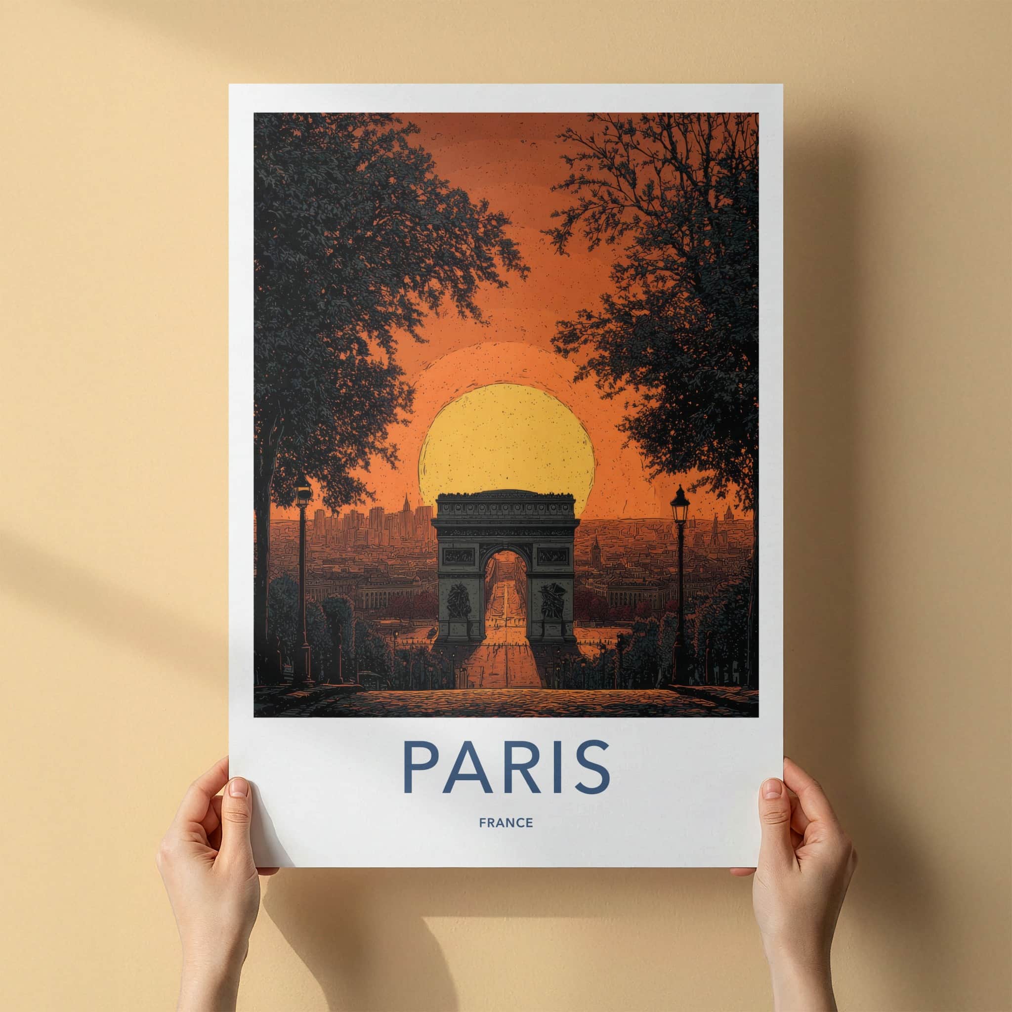 Paris Poster - France Travel Art - Grand Arch Sunset Home Decor
