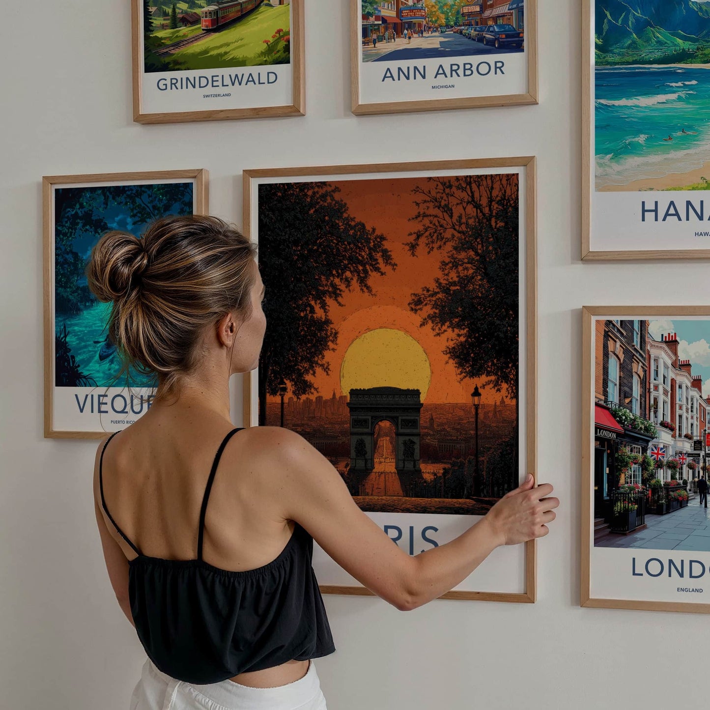 Paris Poster - France Travel Art - Grand Arch Sunset Home Decor
