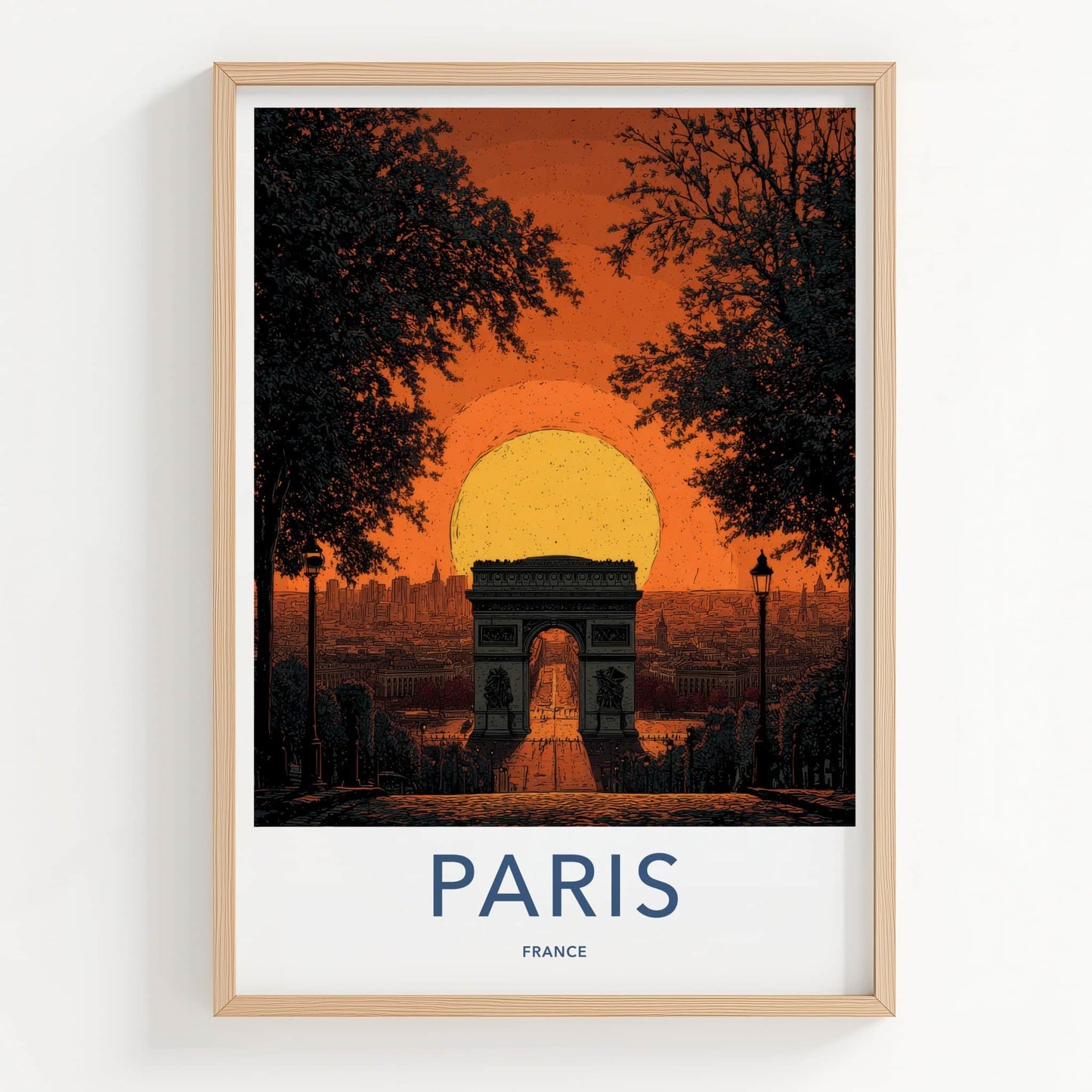 Paris Poster - France Travel Art - Grand Arch Sunset Home Decor