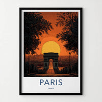 Paris Poster - France Travel Art - Grand Arch Sunset Home Decor