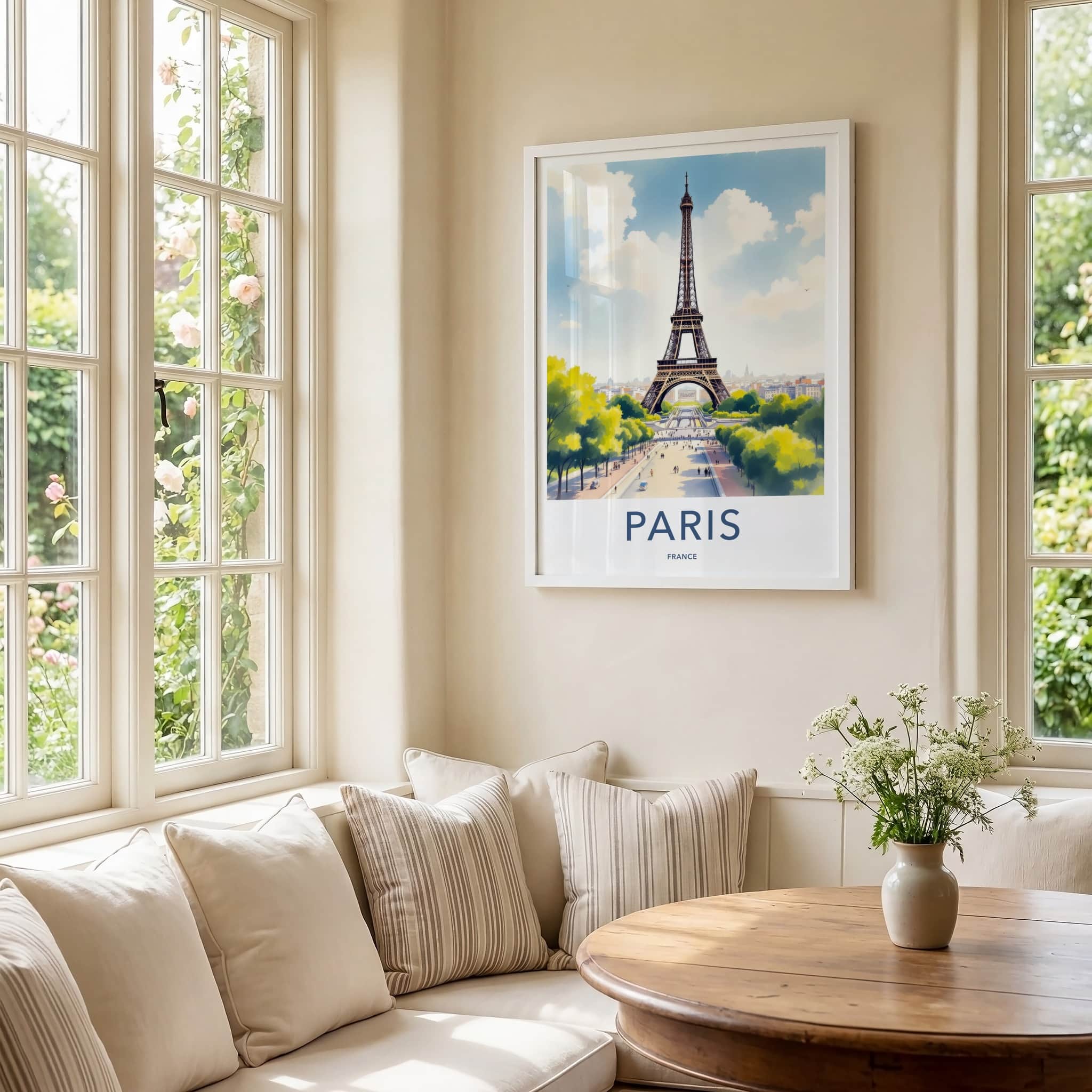 Paris Poster - France Travel Art - Iconic Tower Vista Home Decor
