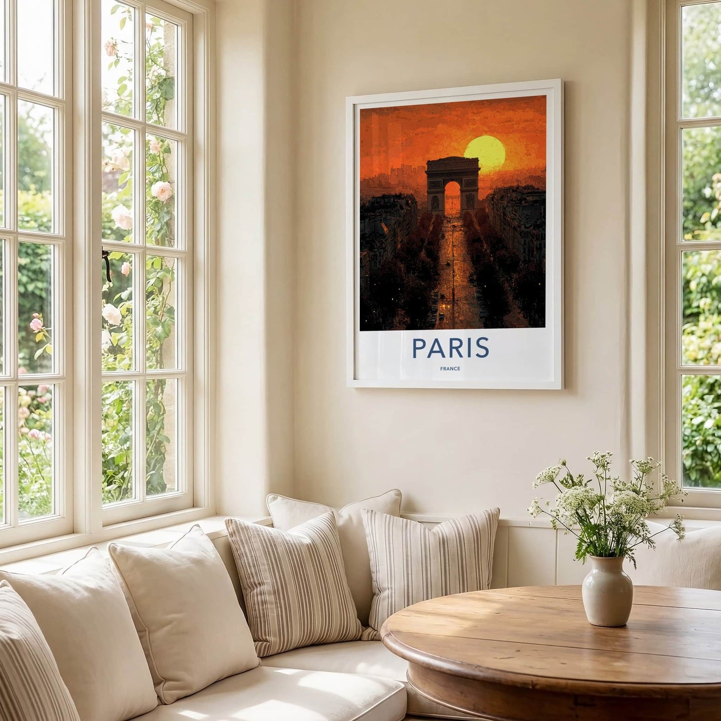 Paris Poster - France Travel Art - Orange Sunset Avenue Wall Decor