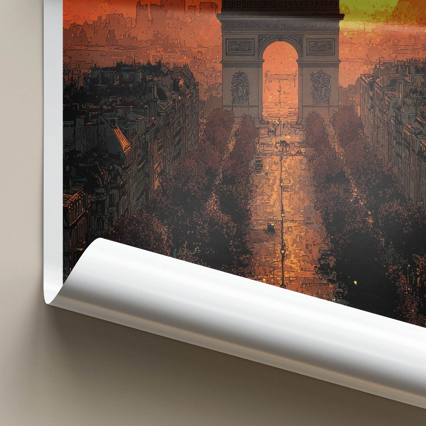 Paris Poster - France Travel Art - Orange Sunset Avenue Wall Decor
