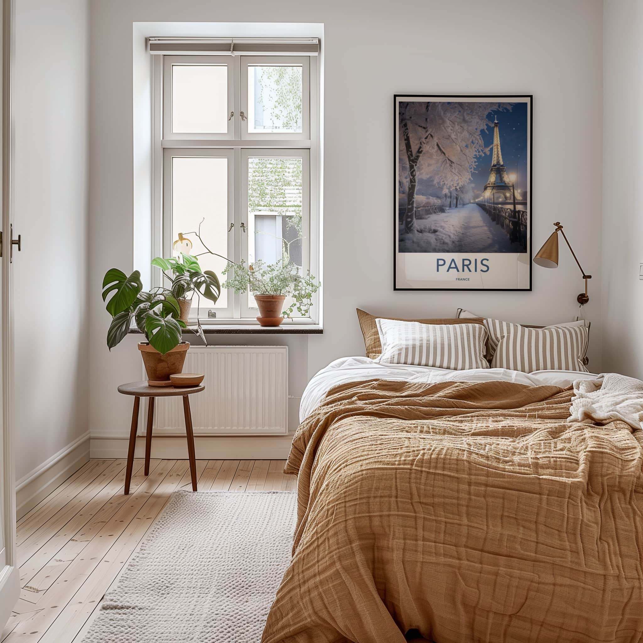 Paris Poster - France Travel Art - Snowy Parisian Night Home Decor