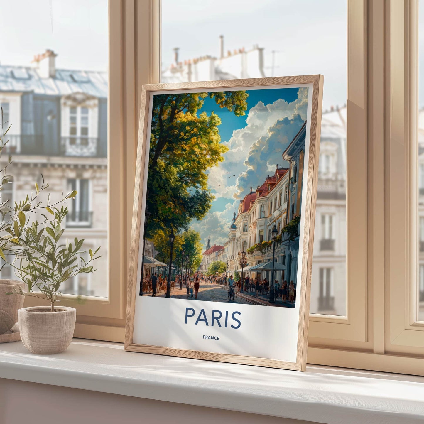 Paris Poster - France Travel Art - Vibrant Parisian Boulevard Home Decor