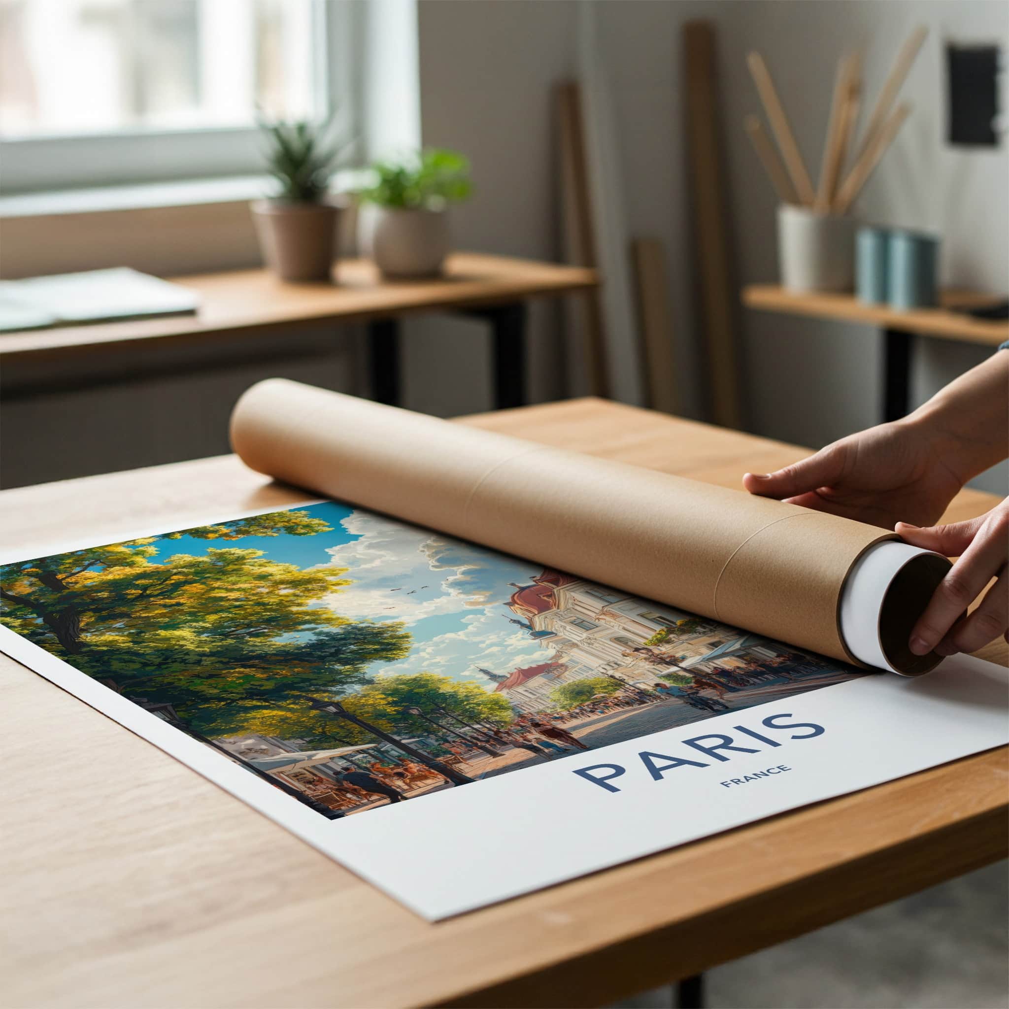 Paris Poster - France Travel Art - Vibrant Parisian Boulevard Home Decor