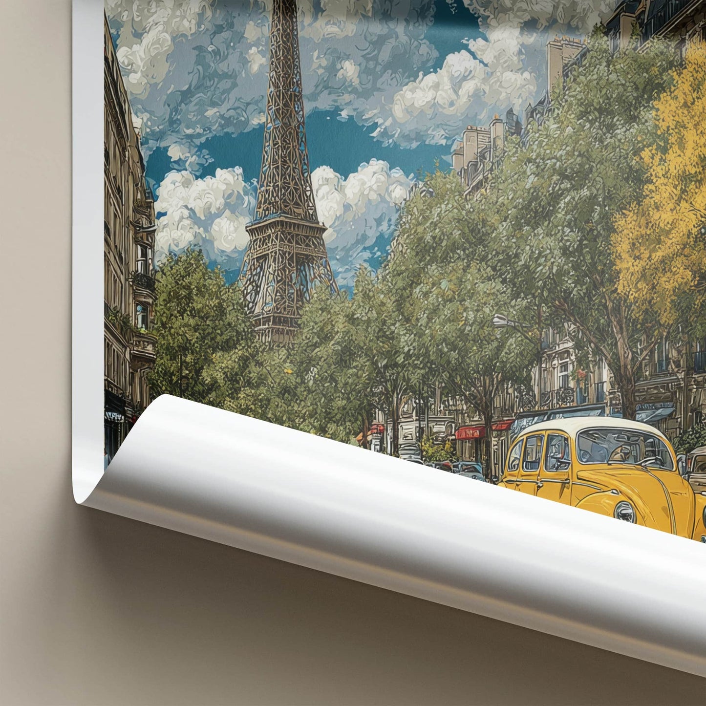 Paris Poster - France Travel Art - Vintage Cars Street Gallery Art