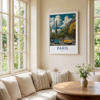 Paris Poster - France Travel Art - Vintage Cars Street Gallery Art