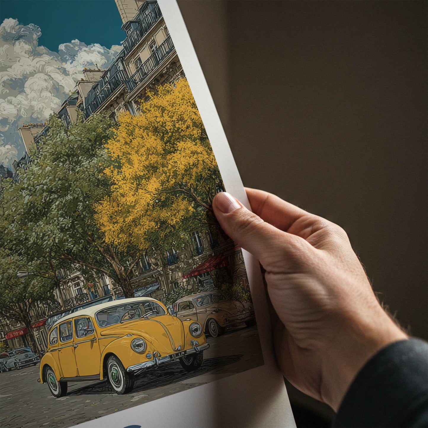 Paris Poster - France Travel Art - Vintage Cars Street Gallery Art