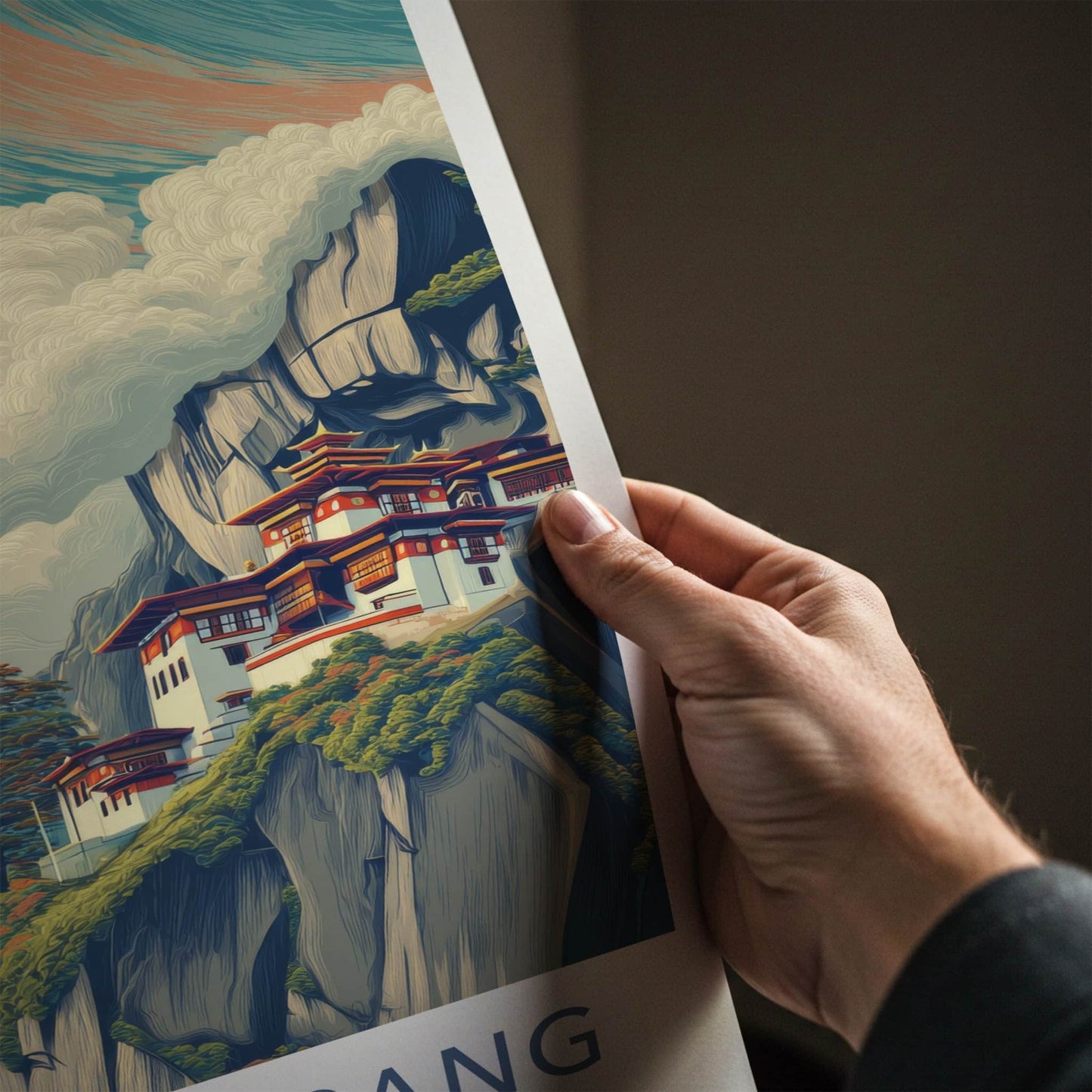Paro Taktsang Poster - Bhutan Travel Art - Cliffside Monastery Home Decor