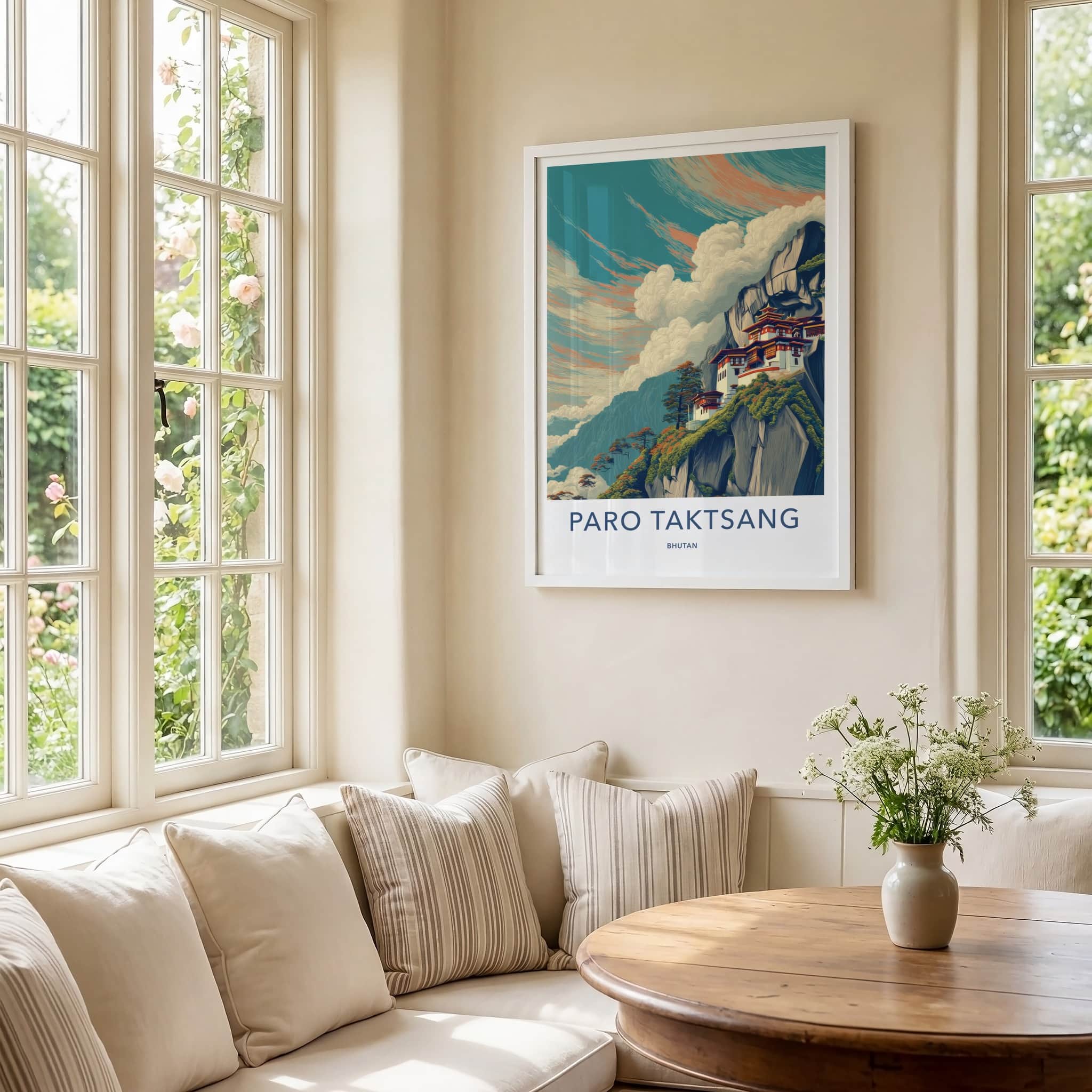 Paro Taktsang Poster - Bhutan Travel Art - Cliffside Monastery Home Decor