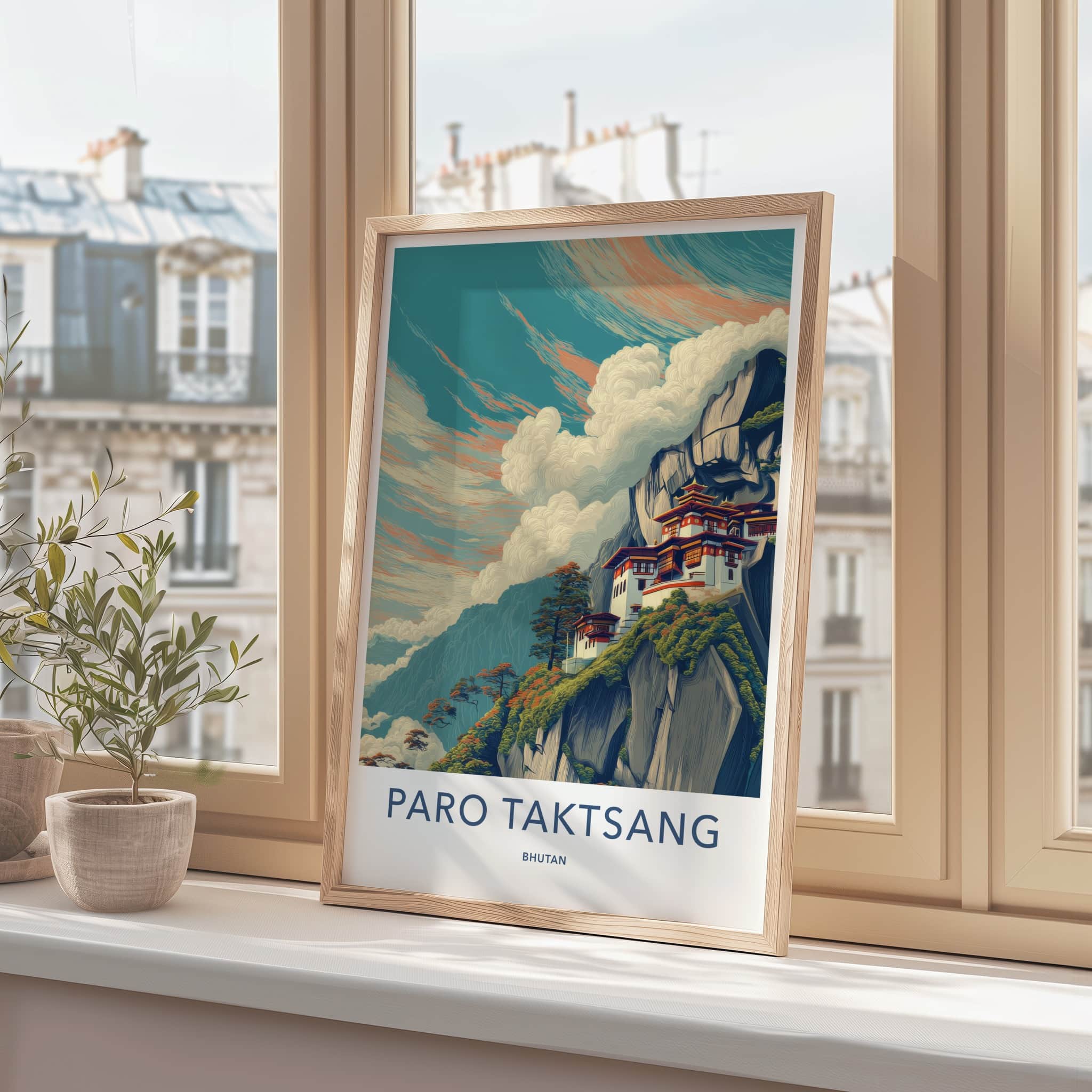 Paro Taktsang Poster - Bhutan Travel Art - Cliffside Monastery Home Decor
