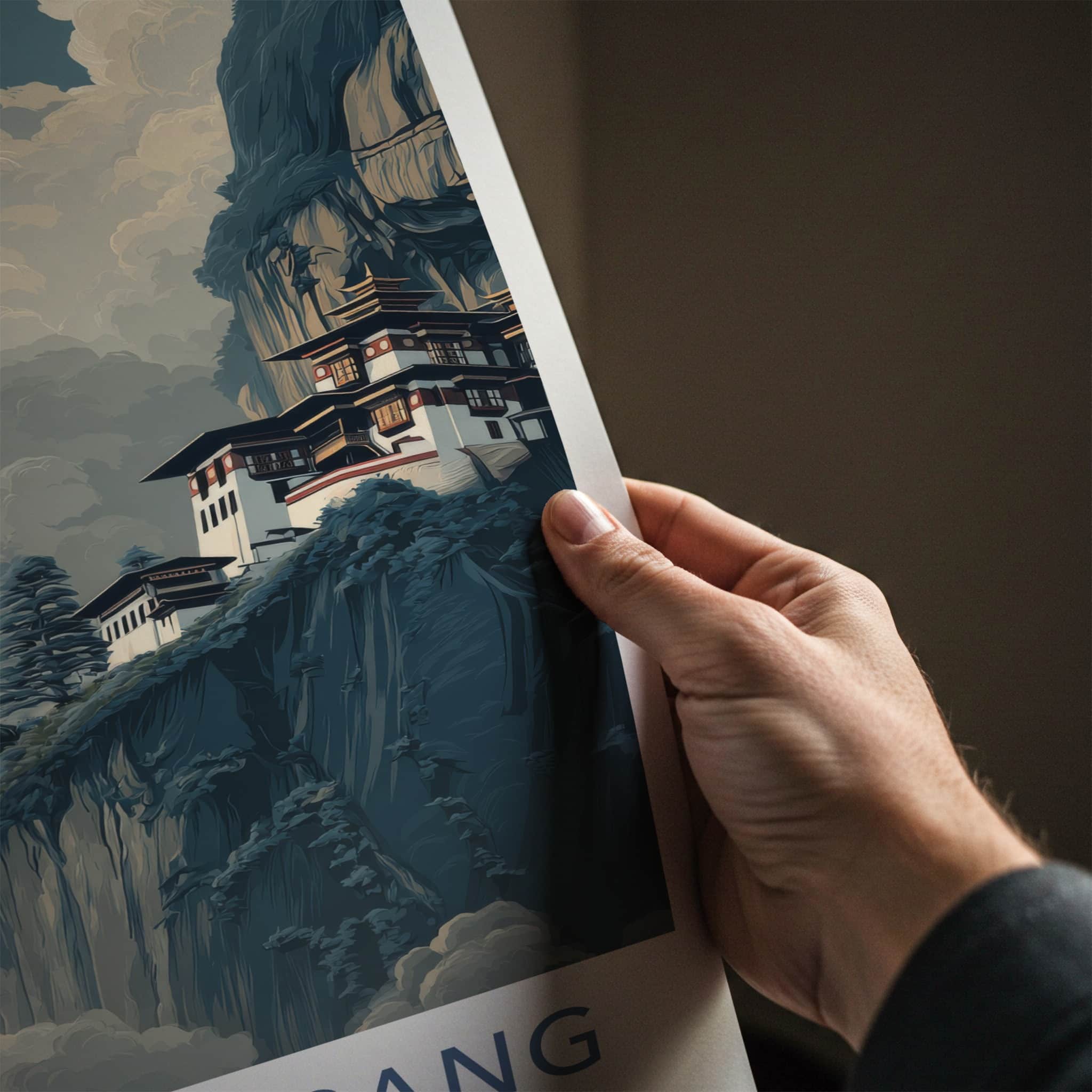 Paro Taktsang Poster - Bhutan Travel Print Cliffside Monastery Gift