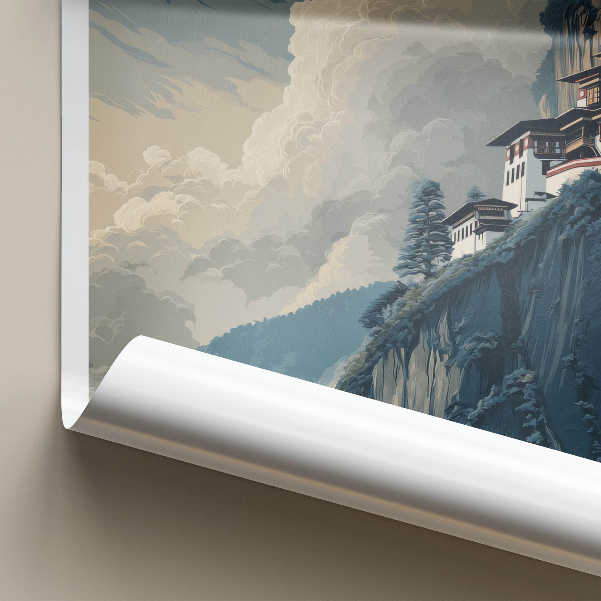 Paro Taktsang Poster - Bhutan Travel Print Cliffside Monastery Gift