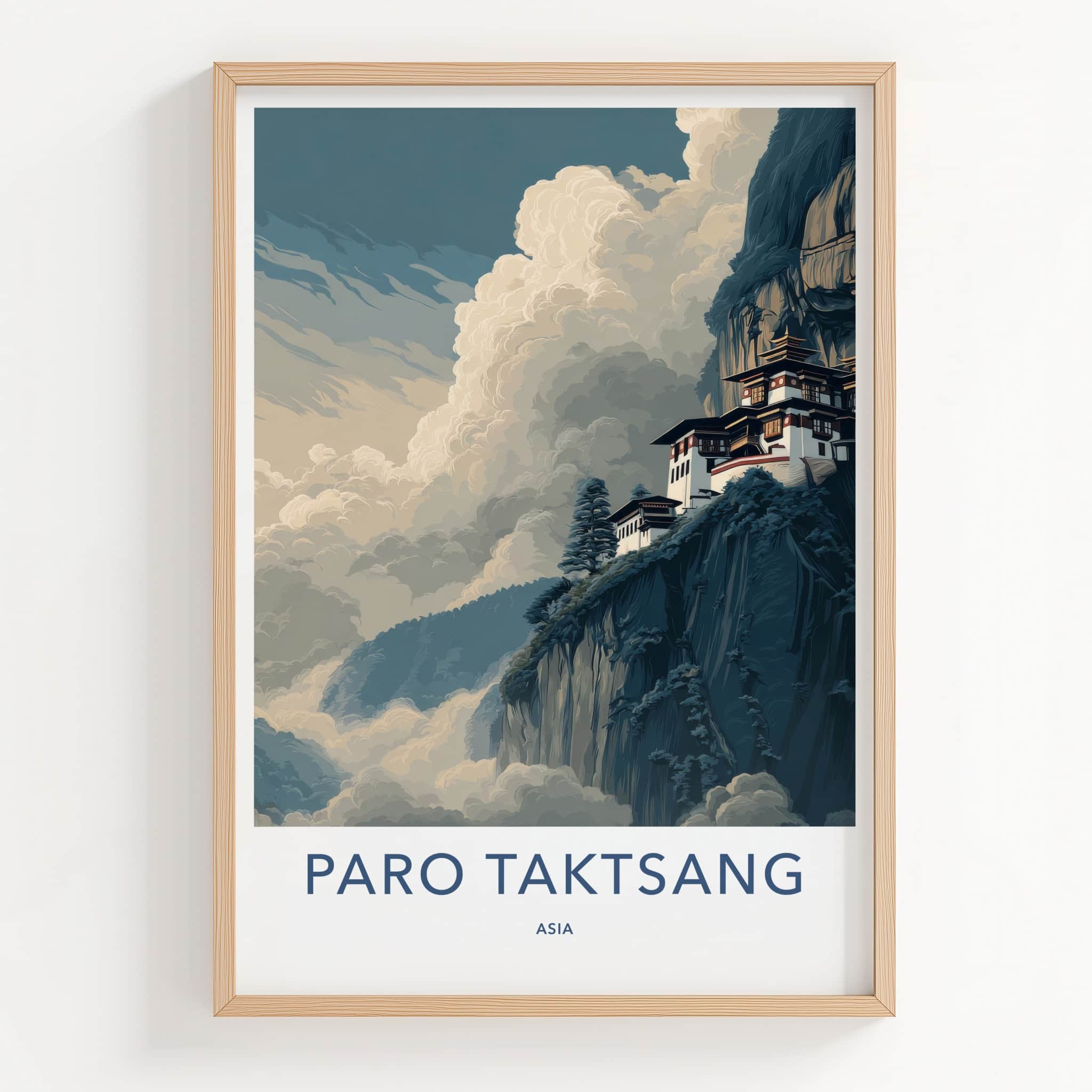 Paro Taktsang Poster - Bhutan Travel Print Cliffside Monastery Gift