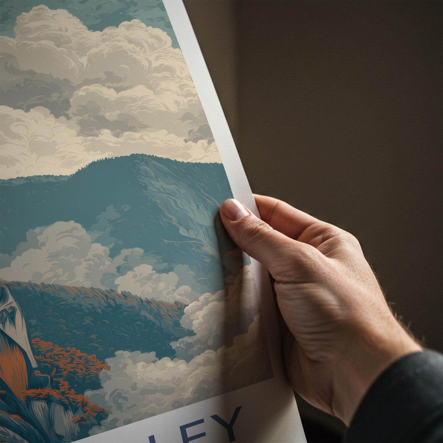 Paro Valley Poster - Bhutan Travel Art - Cliffside Monastery Clouds Wall Decor