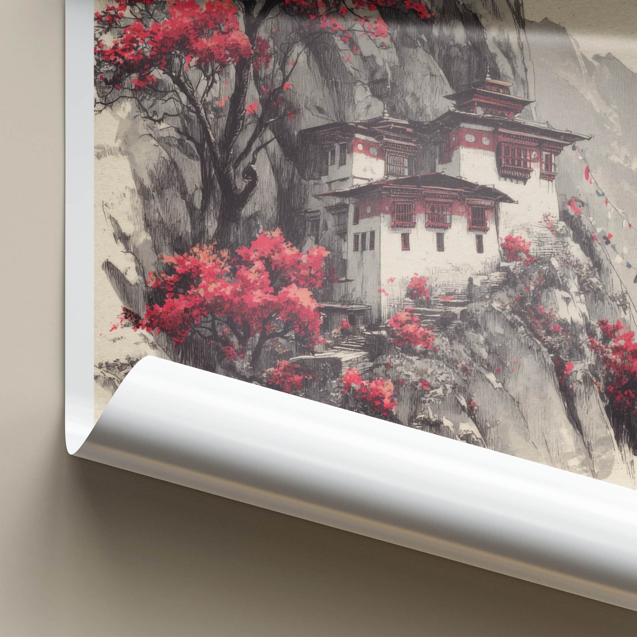 Paro Valley Poster - Bhutan Travel Art - Mountain Monastery Home Decor