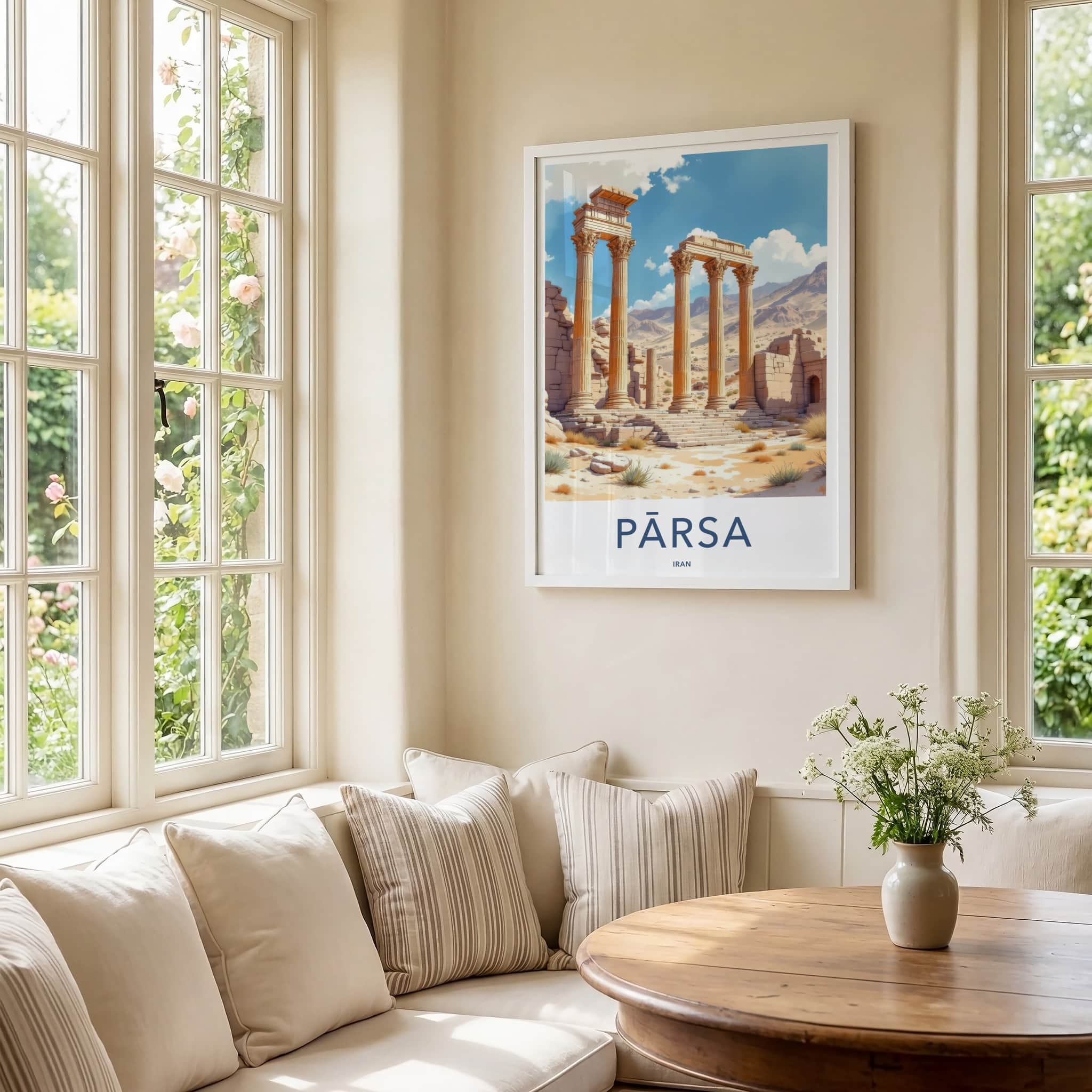 Parsa Poster - Iran Framed Print - Ancient Desert Columns Framed Decor