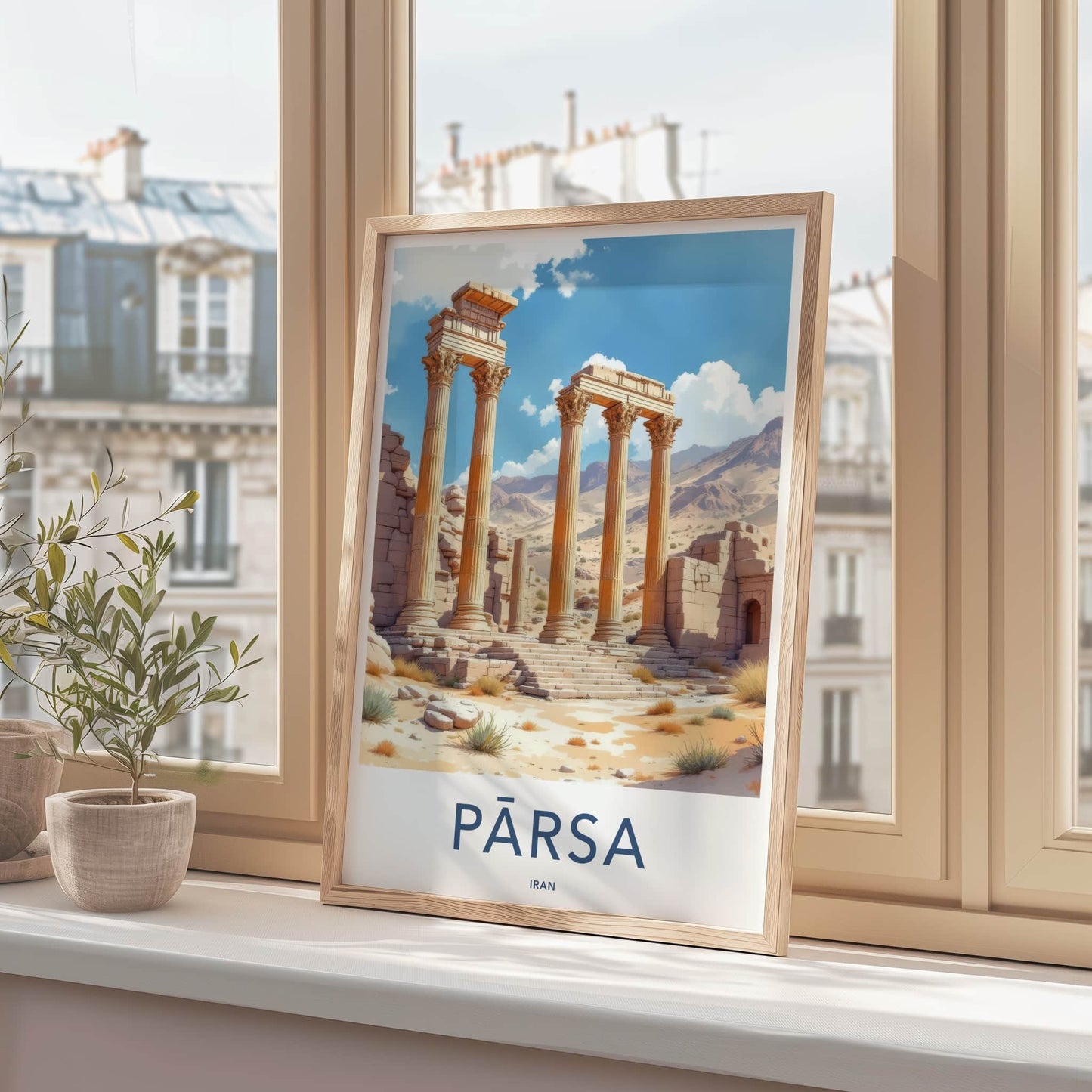 Parsa Poster - Iran Framed Print - Ancient Desert Columns Framed Decor