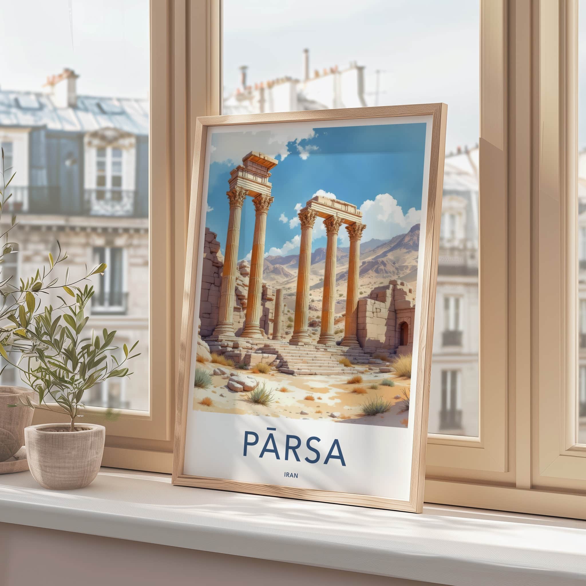 Parsa Poster - Iran Framed Print - Ancient Desert Columns Framed Decor