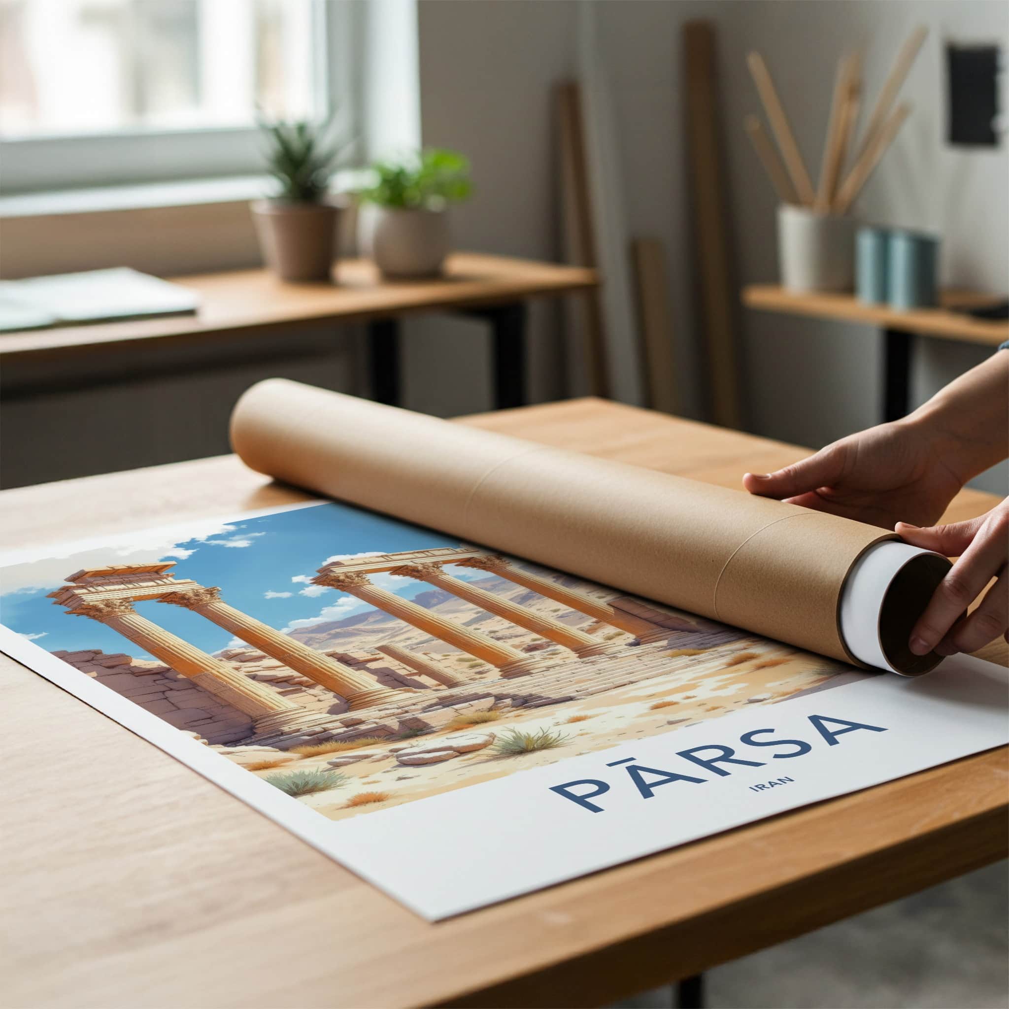 Parsa Poster - Iran Framed Print - Ancient Desert Columns Framed Decor