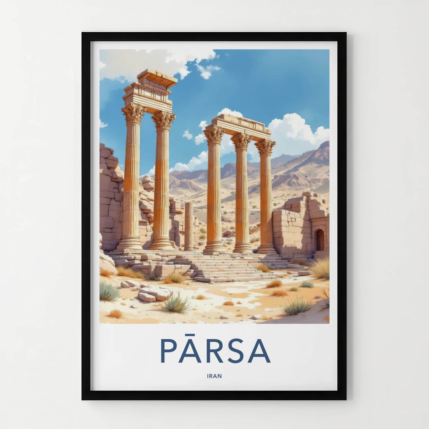 Parsa Poster - Iran Framed Print - Ancient Desert Columns Framed Decor