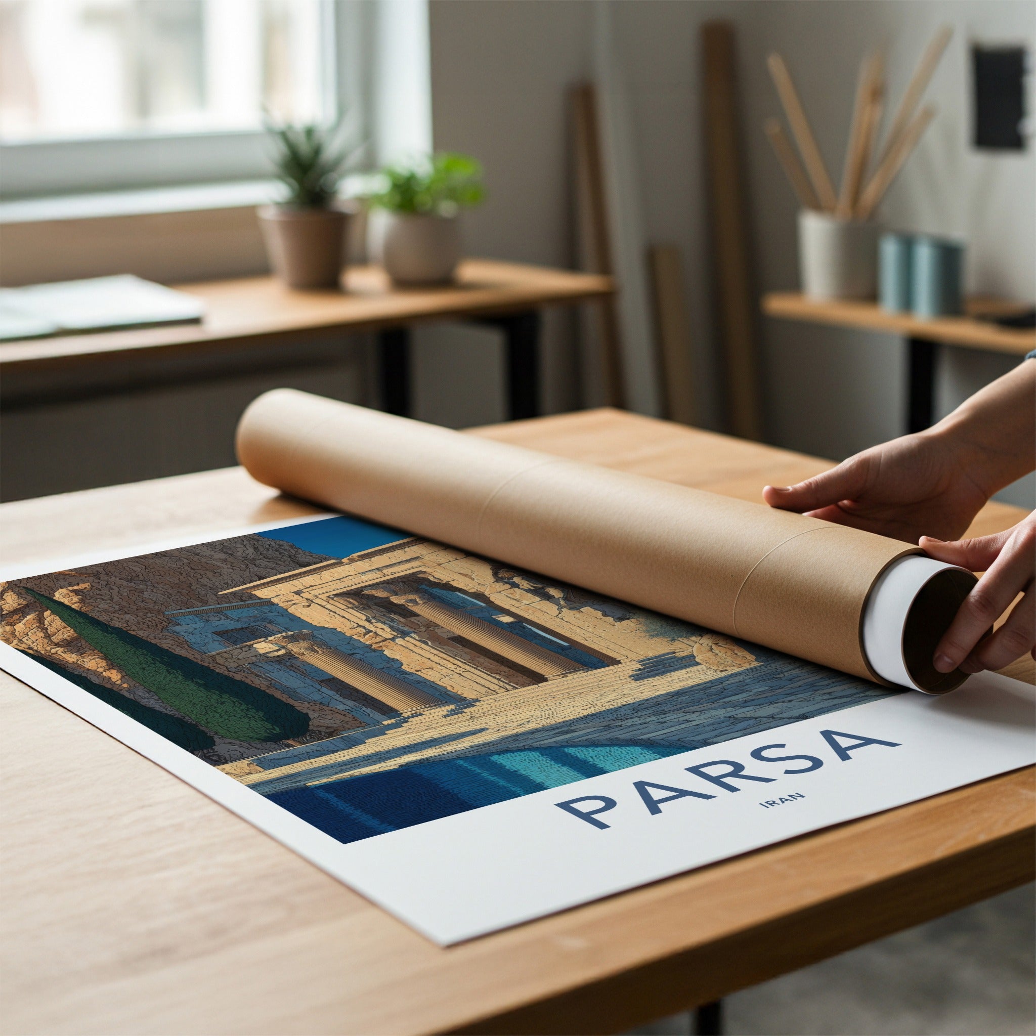 Parsa Poster - Iran Travel Art - Ancient Columns Ruined Home Decor