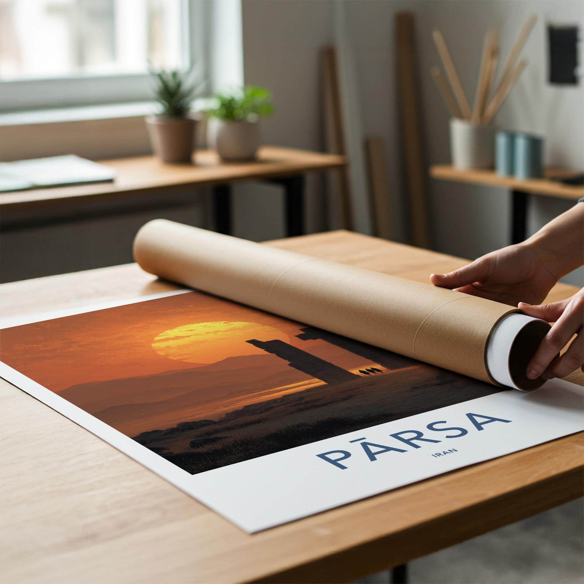 Parsa Poster - Iran Travel Art - Desert Ruins Sunset Home Decor