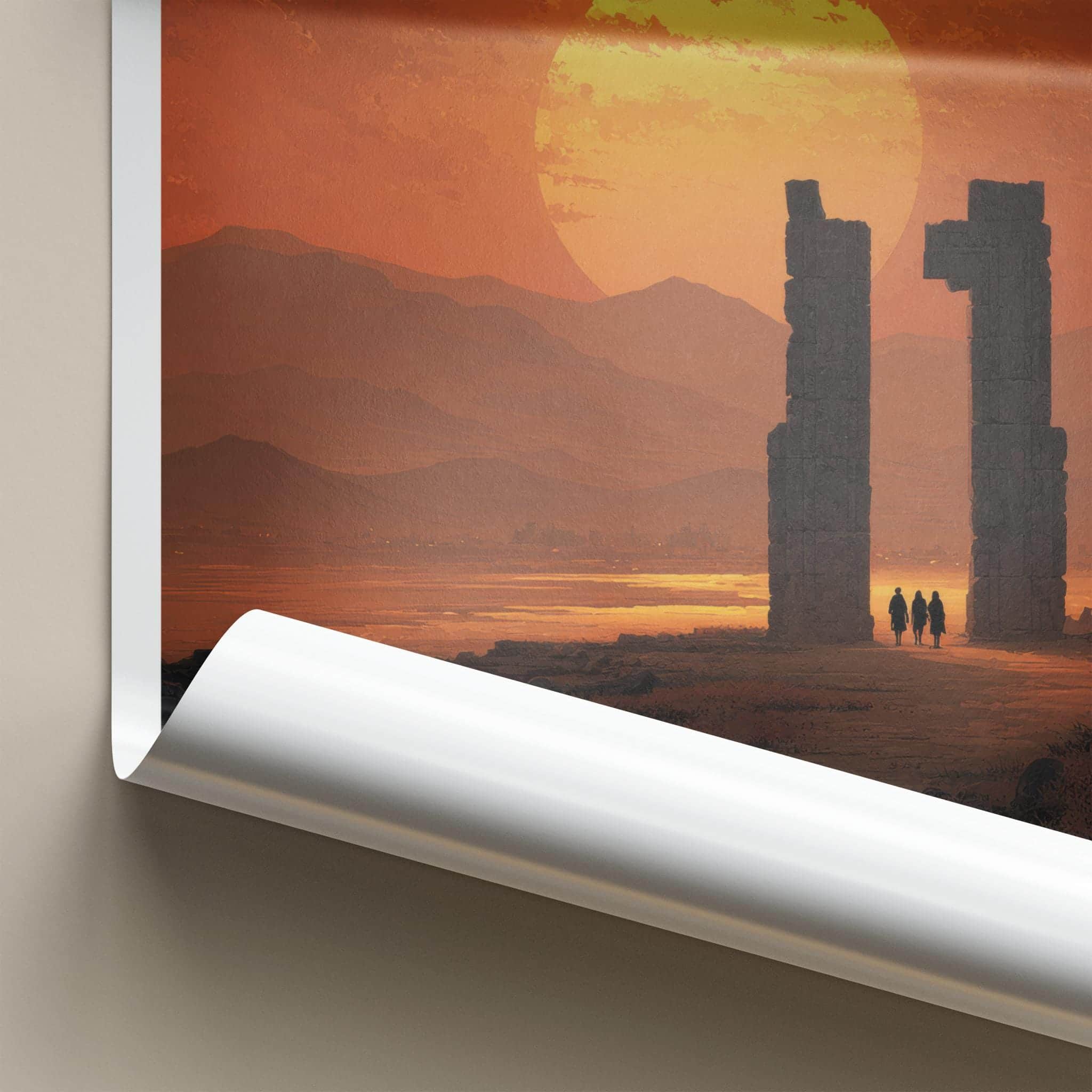 Parsa Poster - Iran Travel Art - Desert Ruins Sunset Home Decor