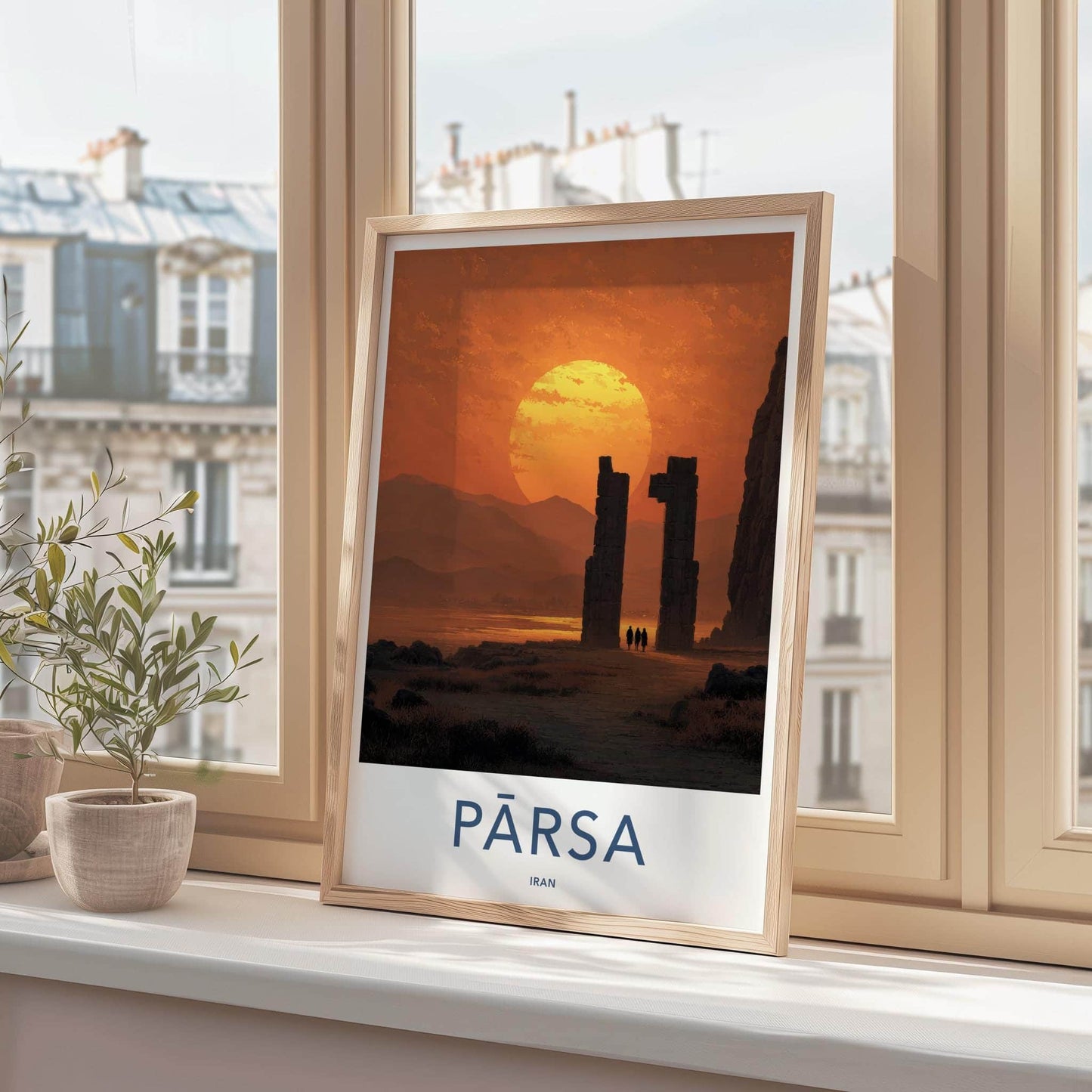 Parsa Poster - Iran Travel Art - Desert Ruins Sunset Home Decor