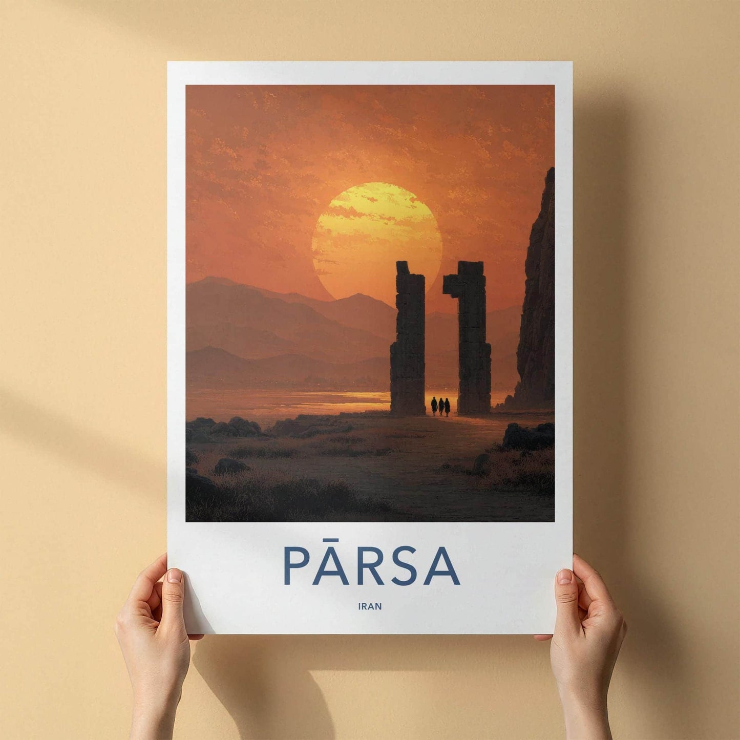 Parsa Poster - Iran Travel Art - Desert Ruins Sunset Home Decor