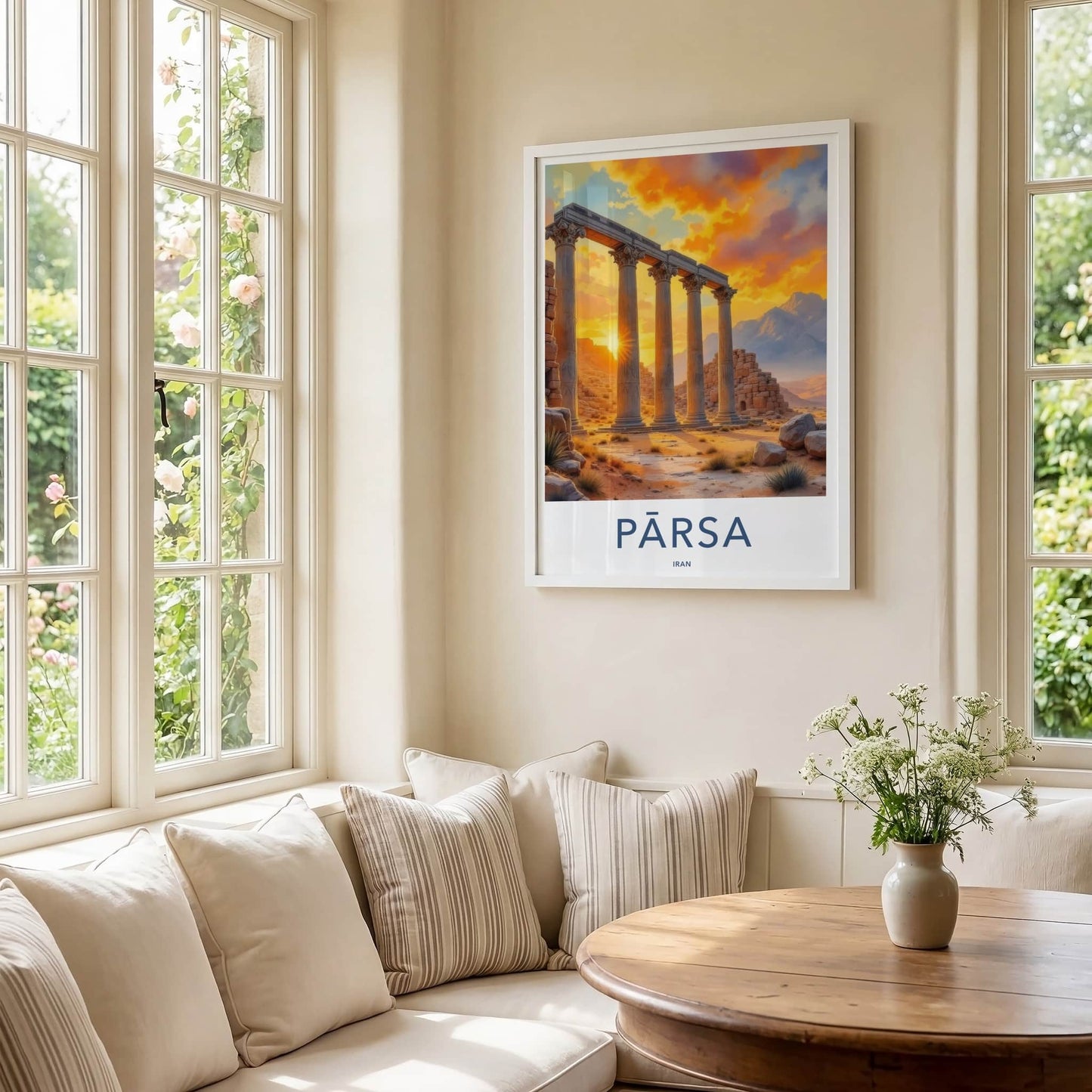 Parsa Poster - Iran Travel Art - Desert Temple Sunset Home Decor