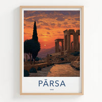 PARSA Poster - Iran Travel Art - Ruined Columns Sunset Home Decor