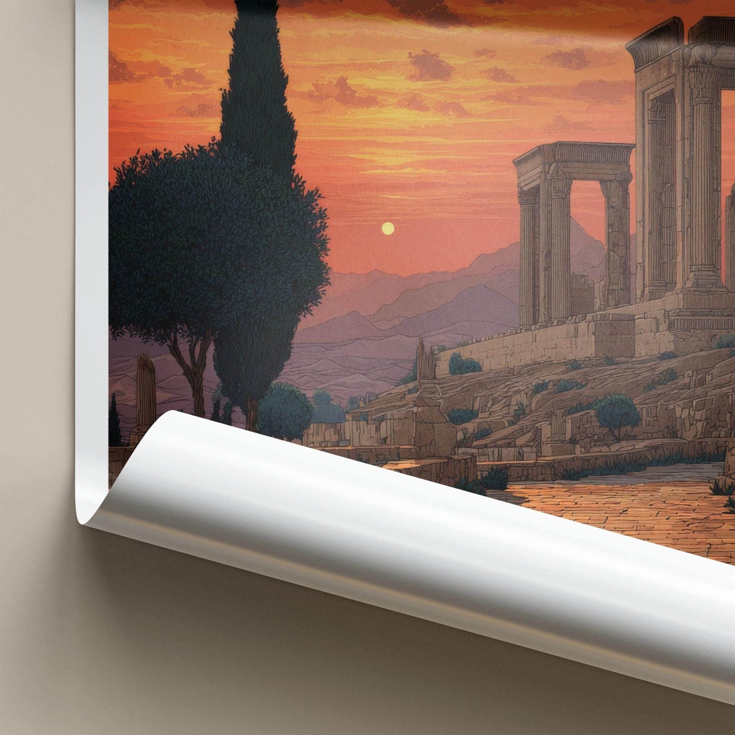 PARSA Poster - Iran Travel Art - Ruined Columns Sunset Home Decor