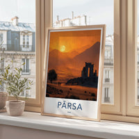 Parsa Poster - Iran Travel Art - Sunset Mountain Ruins Home Decor