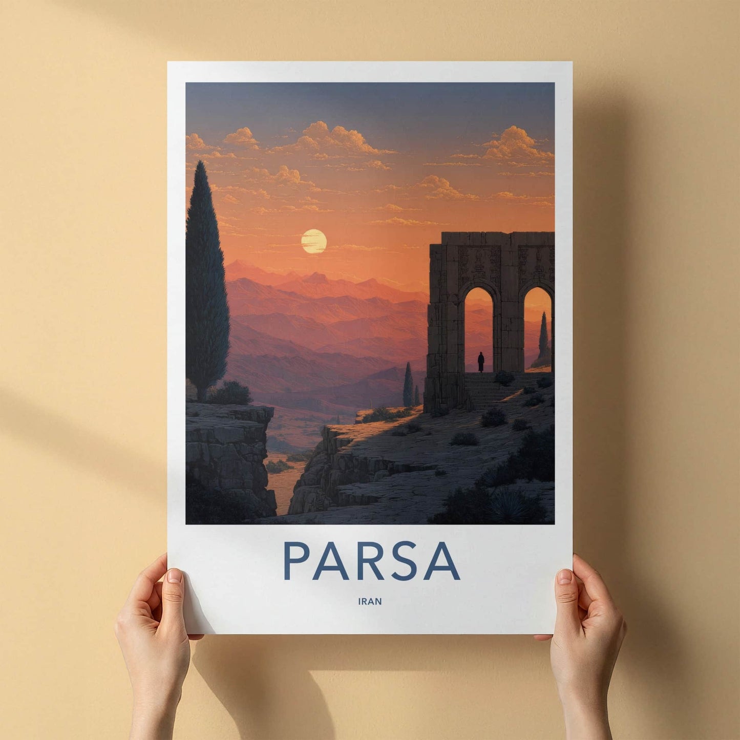 Parsa Poster - Iran Wall Art - Ancient Archways Sunset Home Decor