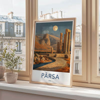 Parsa Poster - Iran Wall Art - Moonlight Desert Pillars Home Decor