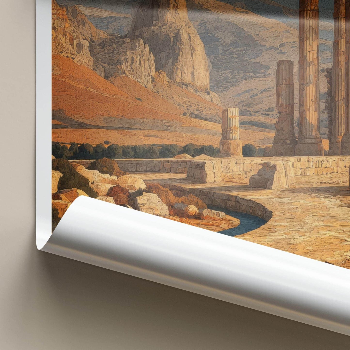Parsa Poster - Iran Wall Art - Moonlight Desert Pillars Home Decor