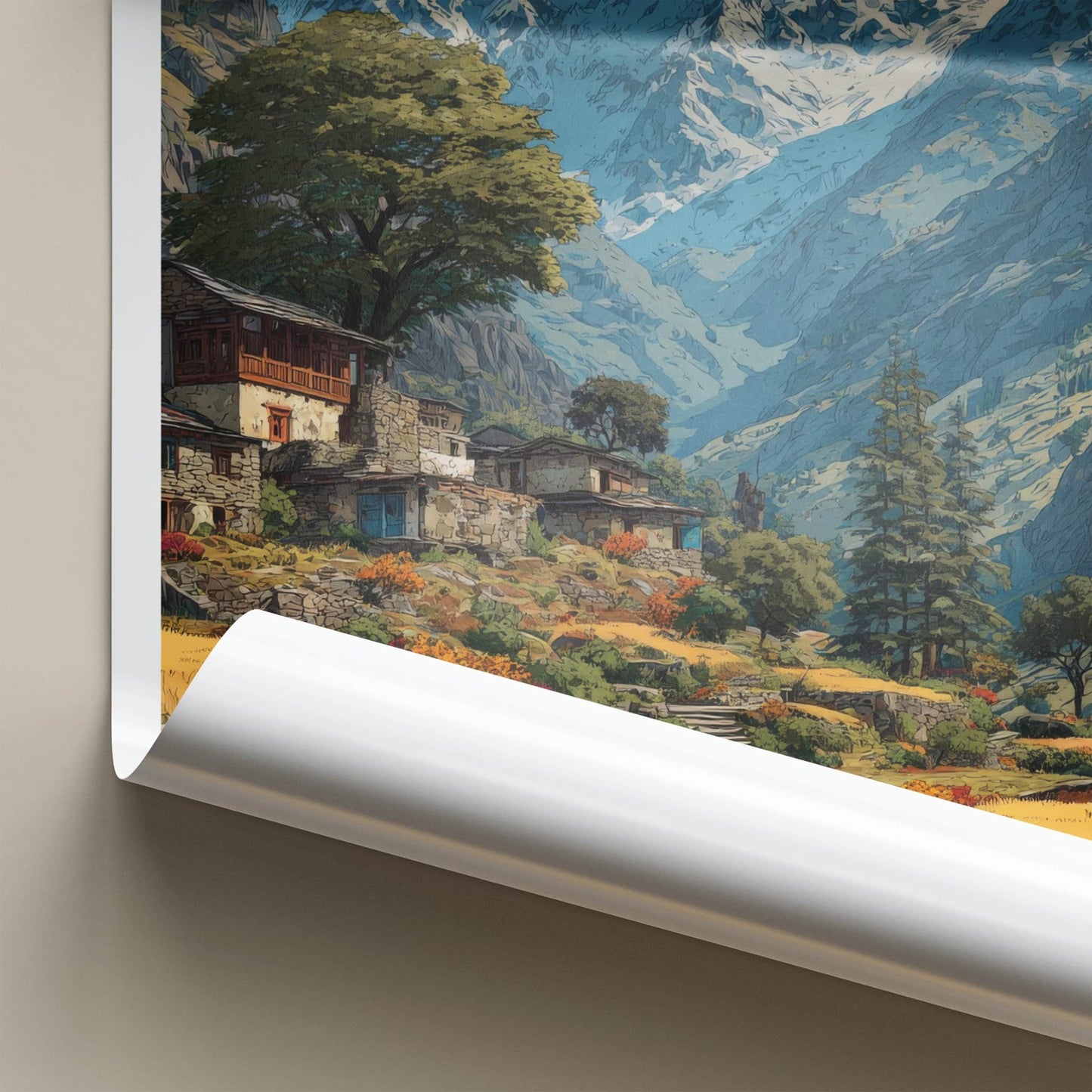 Parvati Valley Poster - India Himachal Pradesh Mountain Village Fine Art Home Decor