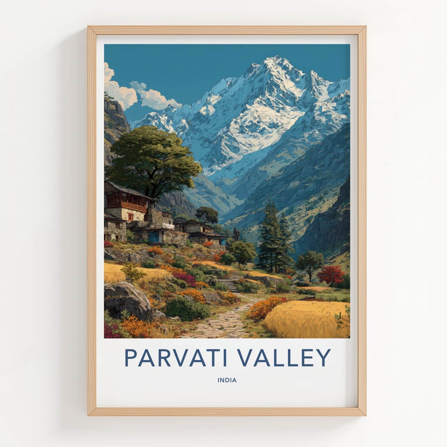 Parvati Valley Poster - India Himachal Pradesh Mountain Village Fine Art Home Decor