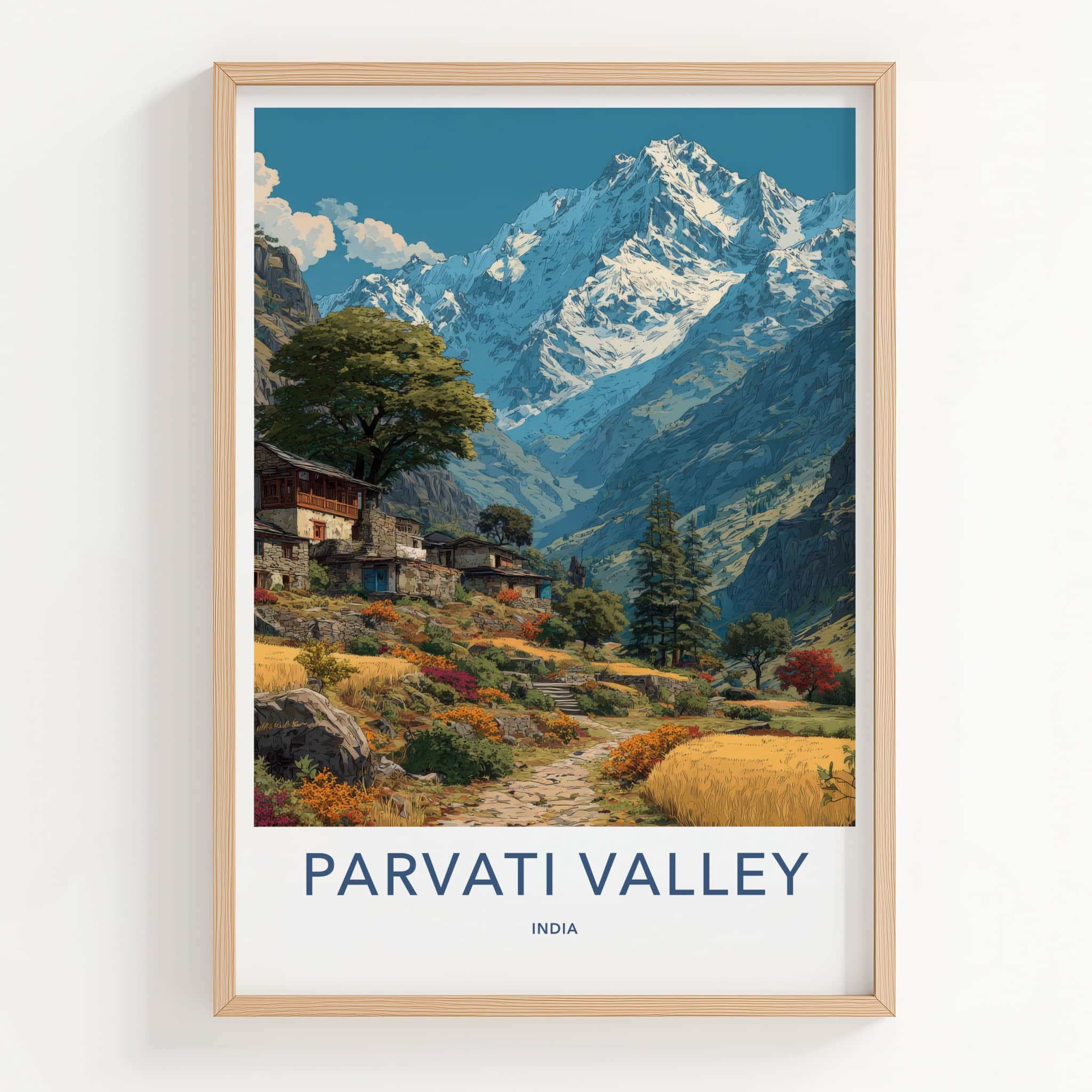 Parvati Valley Poster - India Himachal Pradesh Mountain Village Fine Art Home Decor
